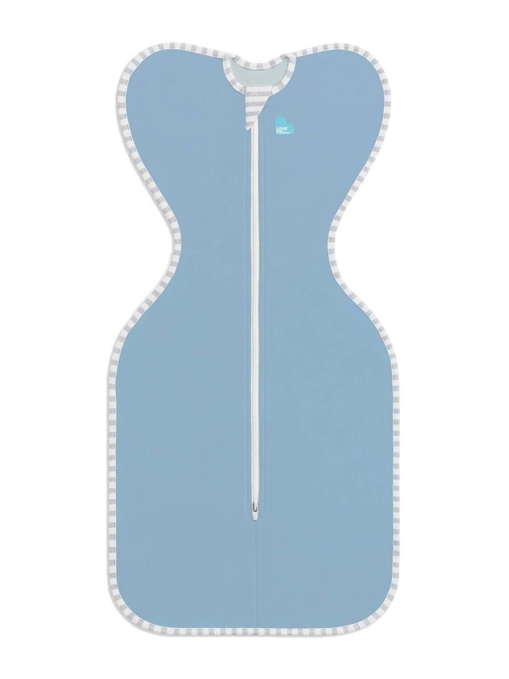 Love to Dream Blue Baby Swaddle with Gray Trim